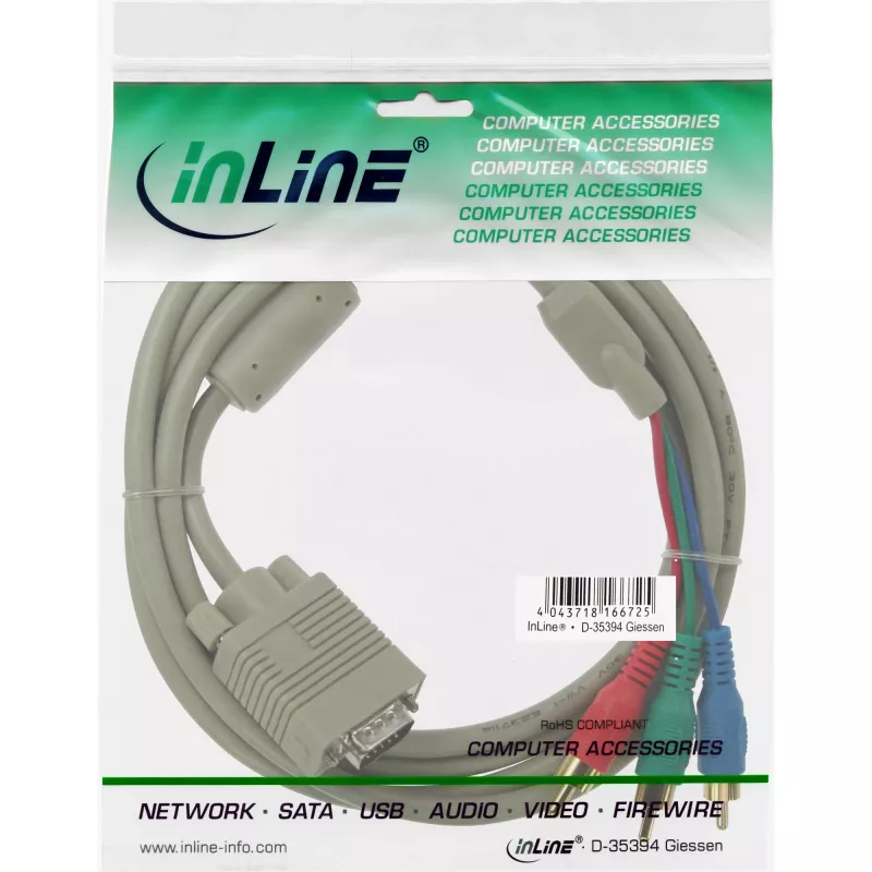 InLine Kabel VGA RGB VGA męski / 3x RCA męski 2m