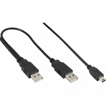 Kabel USB Mini-Y InLine 2x wtyk typu A / wtyk Mini-B, 5 pinów, 1 m