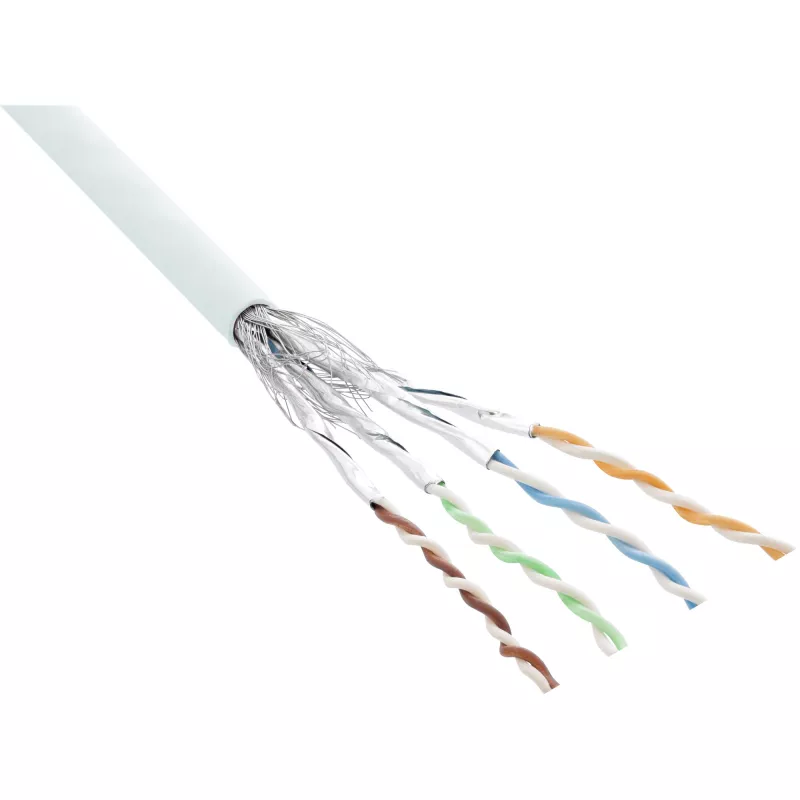 Kabel krosowy InLine S/FTP PiMF Cat.6 AWG27 PVC CU 100 m, biały