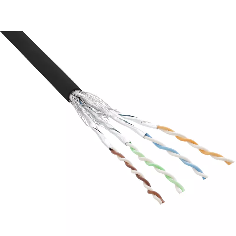 InLine Patch kabel S/FTP PiMF Cat.6 czarny AWG27 PVC CU 100m
