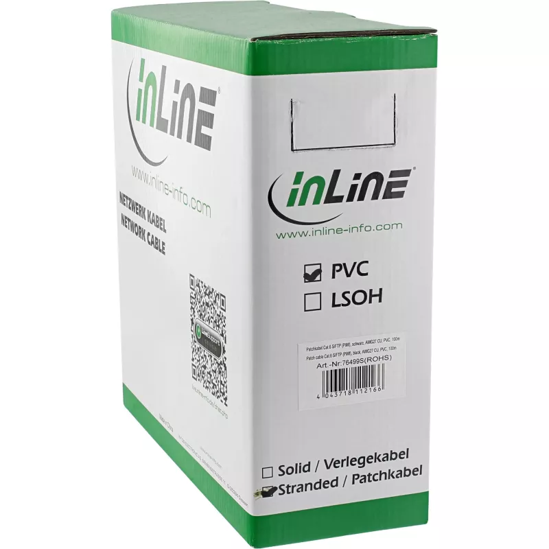 InLine Patch kabel S/FTP PiMF Cat.6 czarny AWG27 PVC CU 100m