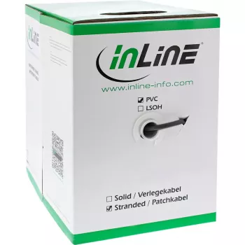 Kabel krosowy InLine SF/UTP, kat.5e, AWG26, CCA, PVC, czarny, 100 m