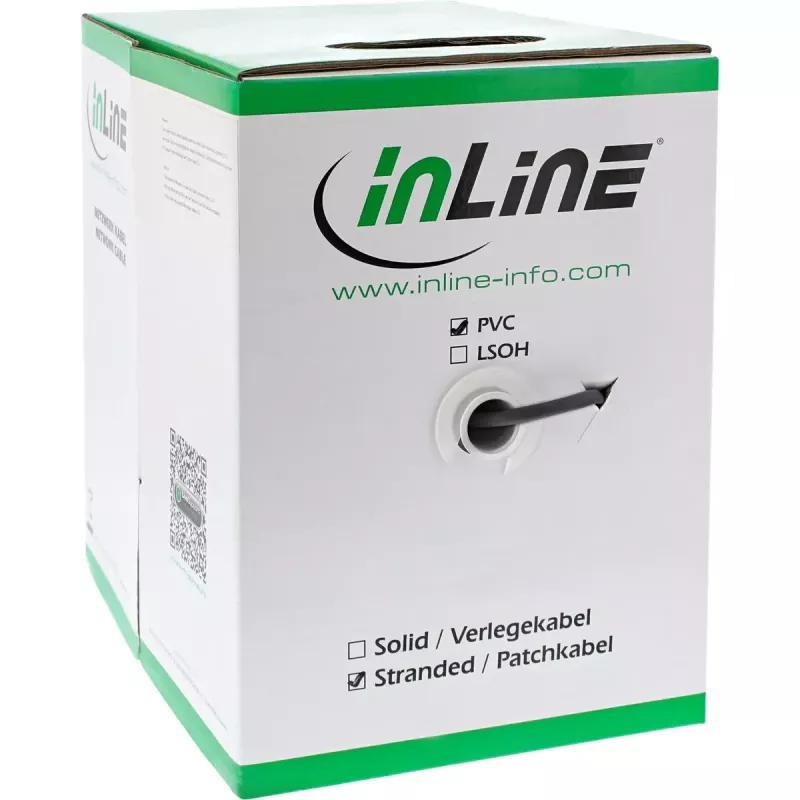 Kabel krosowy InLine SF/UTP, kat.5e, AWG26, CCA, PVC, czarny, 100 m