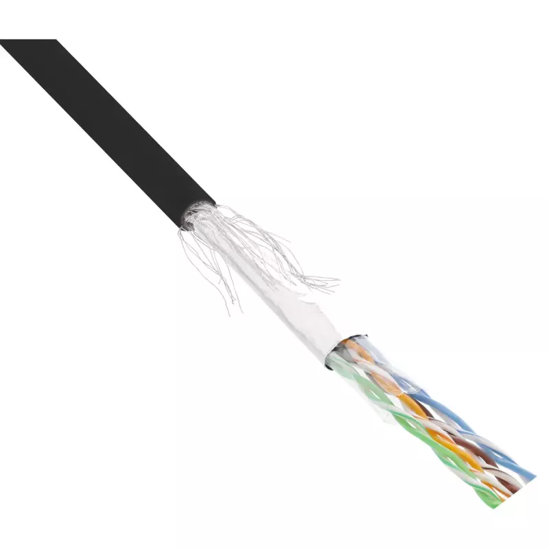 Kabel krosowy InLine SF/UTP, kat.5e, AWG26, CCA, PVC, czarny, 100 m