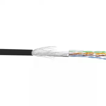 Kabel krosowy InLine SF/UTP, kat.5e, AWG26, CCA, PVC, czarny, 100 m