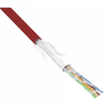 Kabel krosowy InLine SF/UTP Kat.5e AWG26 CCA PVC czerwony 100m