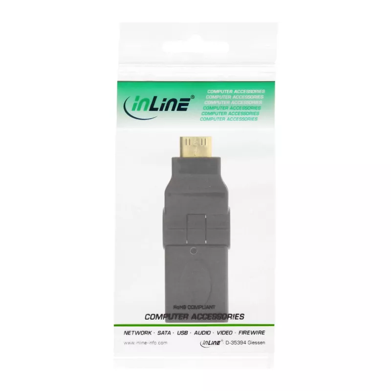 Adapter HDMI InLine 17690M HDMI A żeński / HDMI C męski obrotowy pozłacany