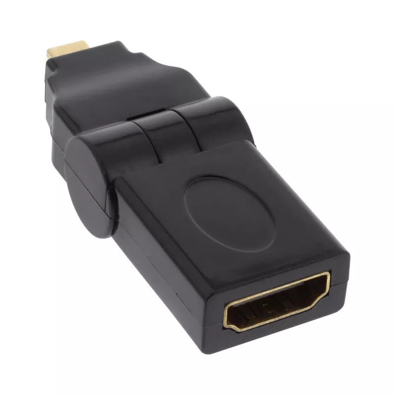 Adapter HDMI Typ A żeński / D męski typu obrotowego pozłacany InLine 17690L