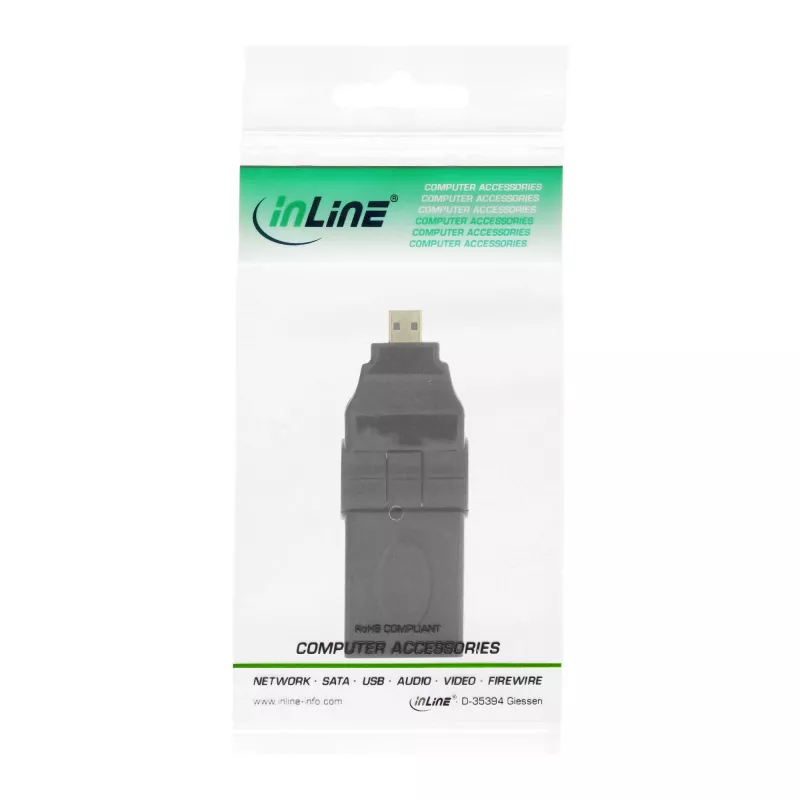 Adapter HDMI Typ A żeński / D męski typu obrotowego pozłacany InLine 17690L