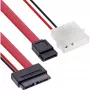 InLine Slimline SATA kabel, cienki SATA 13pin (7+6) cab. side to SATA+power, 0.4m