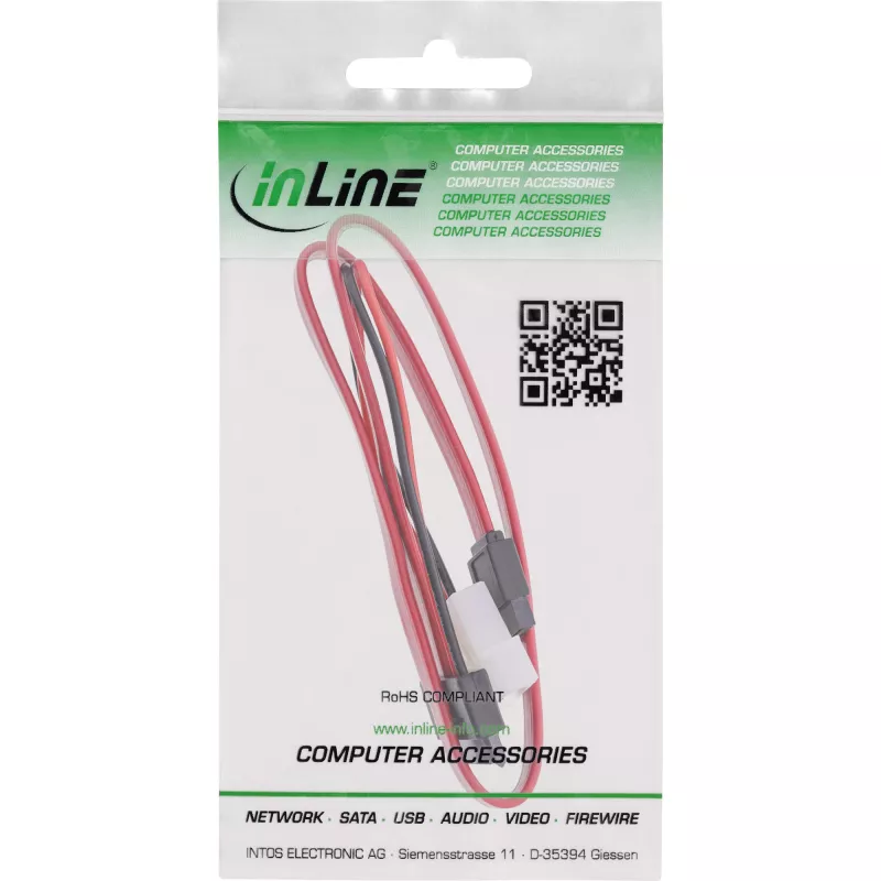 InLine Slimline SATA kabel, cienki SATA 13pin (7+6) cab. side to SATA+power, 0.4m