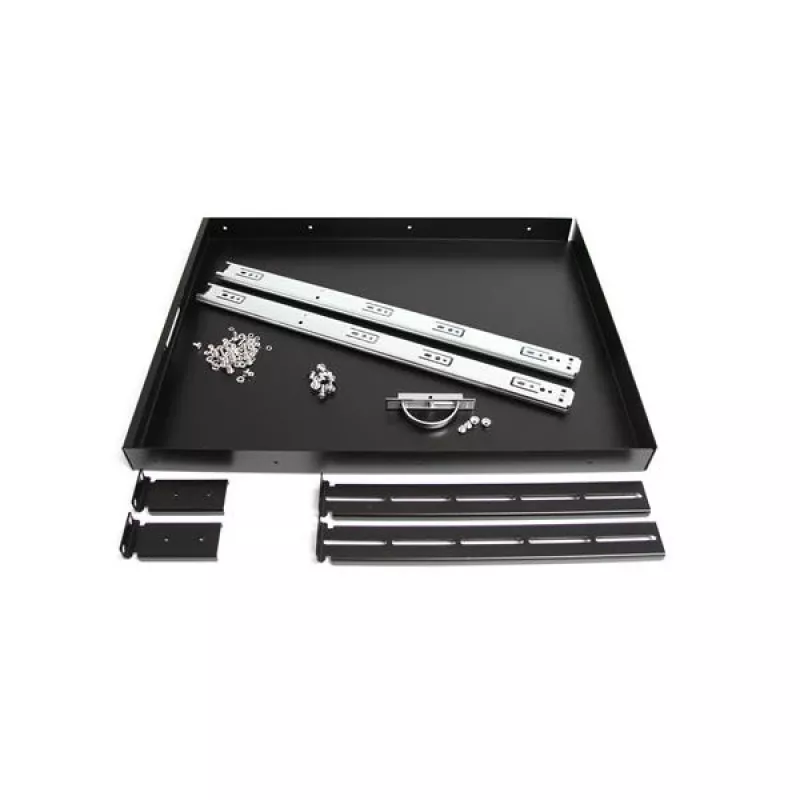 StarTech.com 1U Szyna przesuwna do montażu w szafie serwerowej, półka/tacka na klawiaturę, 55 funtów (25 kg), głębokość 22 cale (55 cm), stalowa wysuwana szuflada do szafy rack 19 inch AV, sprzętu sieciowego
