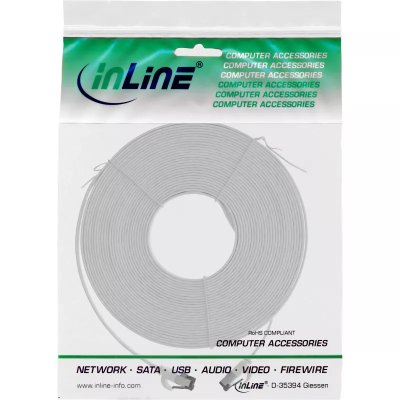 InLine kabel krosowy płaski, U/FTP, kat.6A, TPE bezhalogenowy, biały, 5m