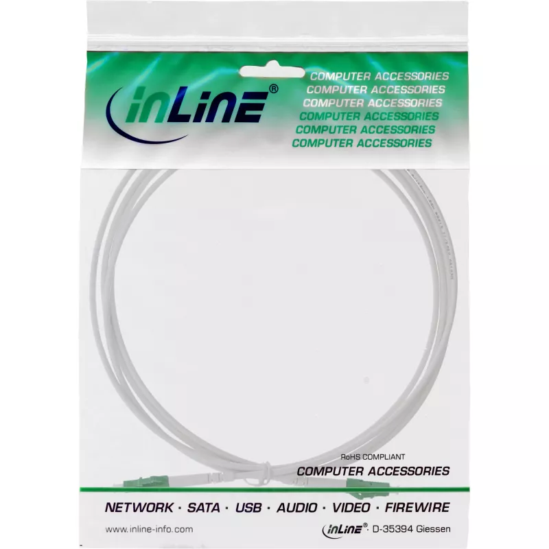 InLine światłowodowy kabel simplex, FTTH, LC/APC 8° do LC/APC 8°, 9/125 µm OS2, 15 m