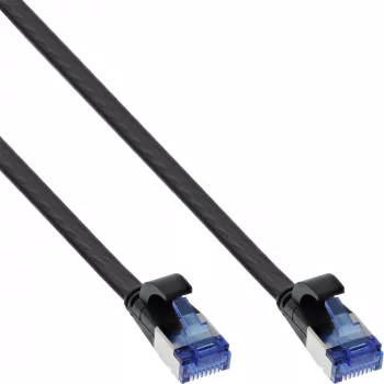 InLine płaski kabel połączeniowy, U/FTP, kat.6A, TPE bezhalogenowy, czarny, 10m