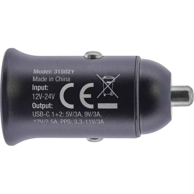 InLine samochodowy zasilacz USB z Power Delivery, 2x USB-C, czarny