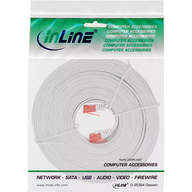 InLine płaski Ultraslim Patch kabel U/UTP Cat.6 Gigabit ready biały 15m
