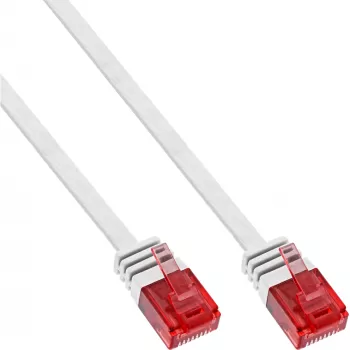 InLine Płaski Ultracienki Kabel Krosowy U/UTP Kat.6 Gotowy do Gigabit Ethernet biały 1m