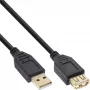 InLine Kabel przedłużający USB 2.0 Typ A męski / żeński, pozłacane styki, czarny, 3 m