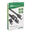 InLine 3-w-1 kabel USB, USB-A M do Micro-USB+USB-C+Lightning, czarny/aluminium