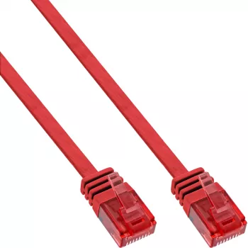 InLine Płaski Ultracienki Kabel krosowy U/UTP Kat.6 Gotowy do Gigabit Ethernet czerwony 3m