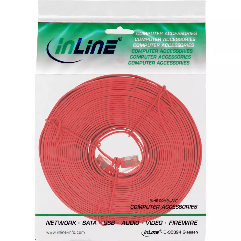 InLine płaski Ultraslim Patch kabel U/UTP Cat.6 Gigabit ready czerwony 5 m