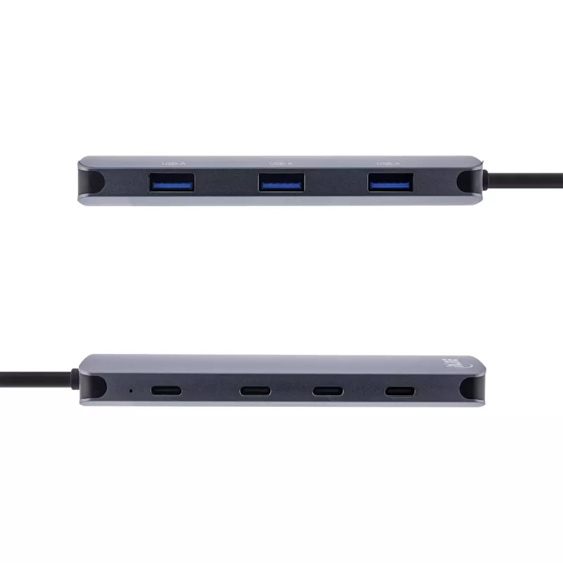 InLine USB 3.2 Gen.2 Hub, 4x USB-C + 3x USB-A, PD 100W, aluminium, szary
