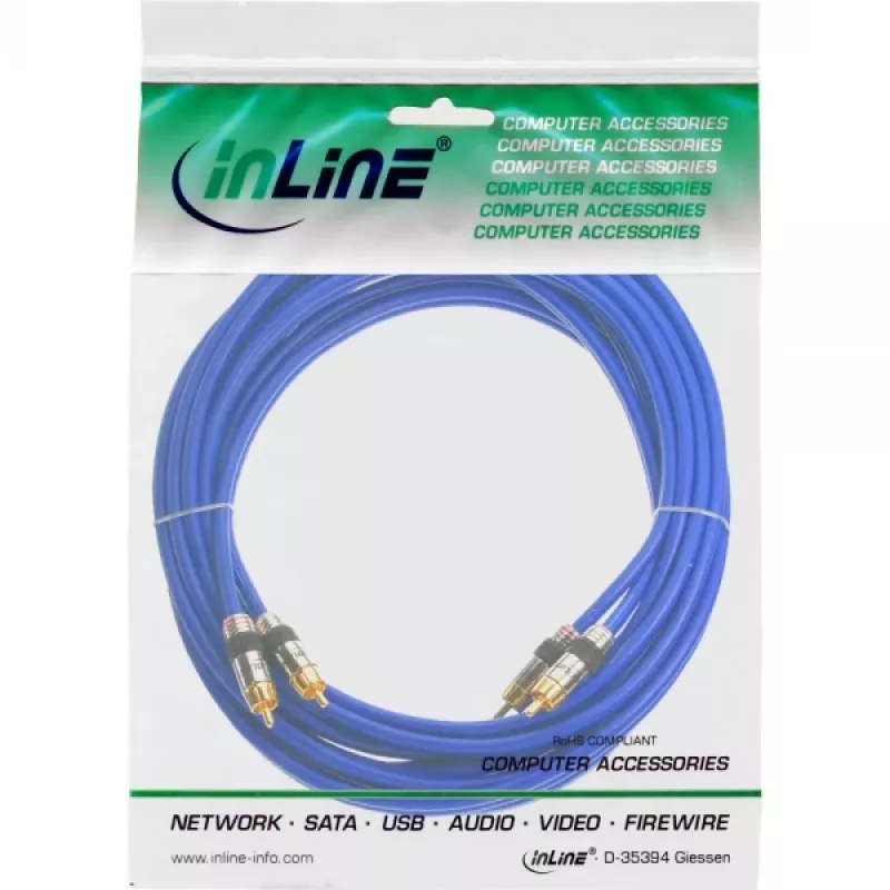 Kabel audio InLine Premium RCA 2x RCA męski / męski pozłacany 7m