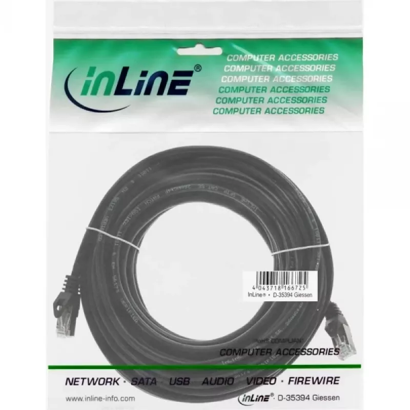 InLine Patch kabel SF/UTP Kat.5e czarny 25m