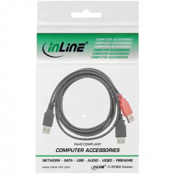 Kabel USB 2.0 Y 2x Typ A męski/żeński InLine 34510Z 0,2 m
