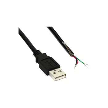 InLine USB 2.0 Kabel Typ A męski / otwarty koniec, czarny, 2m