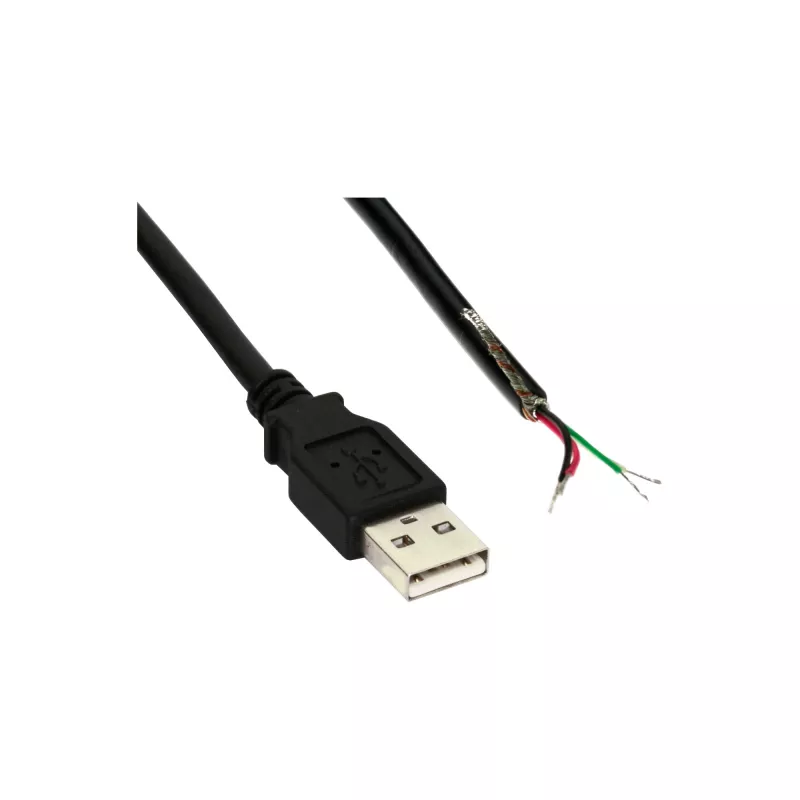 InLine USB 2.0 Kabel Typ A męski / otwarty koniec, czarny, 2m