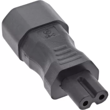 InLine Adapter zasilacza IEC 60320 C14 / C7, 3-pinowe urządzenie IEC na 2-pinowe