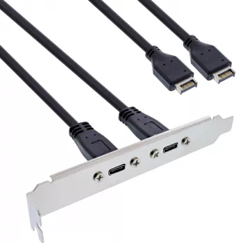 Wspornik szczelinowy InLine USB-C do panelu przedniego USB 3.2 Key-A wewnętrzny, 0,5 m