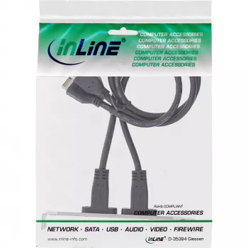 Wspornik szczelinowy InLine USB-C do panelu przedniego USB 3.2 Key-A wewnętrzny, 0,5 m