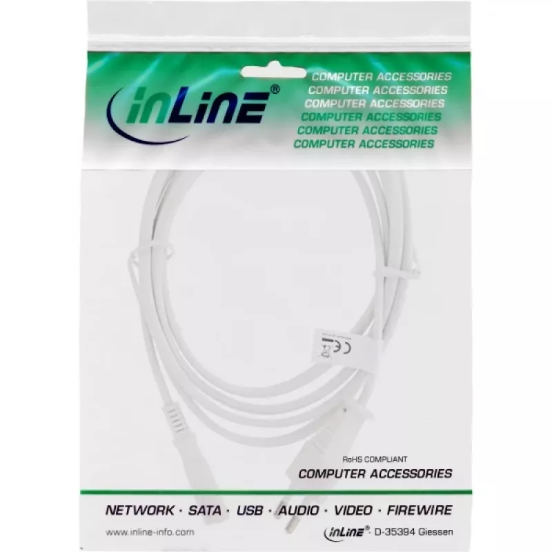 Kabel zasilający InLine, wtyczka Euro / wtyczka Euro8, biały, 1,5 m