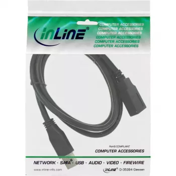 Przedłużacz kabla InLine USB 3.0, wtyk/gniazdo A, czarny, 1 m, 5 Gbit/s