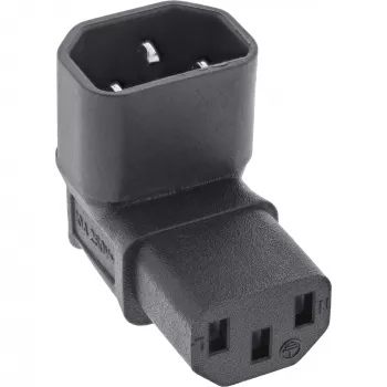 Zasilacz adapter InLine IEC 60320 C14/C13, kątowy góra/dół, 3-pin. Urządzenie IEC