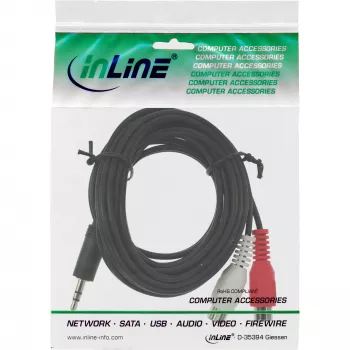 Kabel audio 2x RCA żeński InLine 89941 3.5mm stereo męski 2m