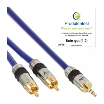 InLine Audio kabel Premium 2x RCA męski / 3,5 mm męski pozłacany 20 m