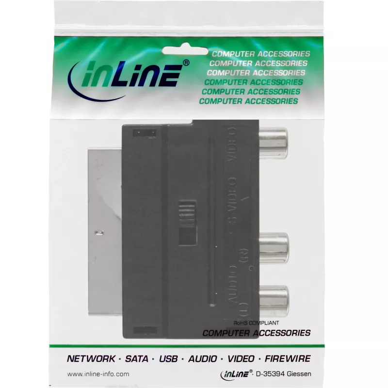 Adapter InLine Scart, męski SCART / 3x RCA i S-VHS, wejście/wyjście wideo