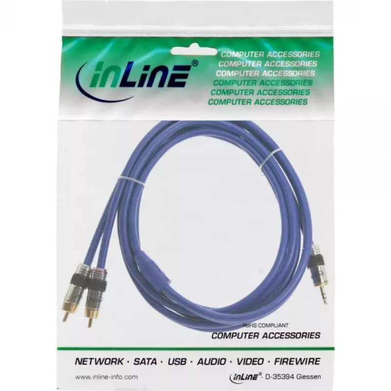 InLine Audio kabel Premium 2x RCA męski / 3,5 mm męski pozłacany 10 m
