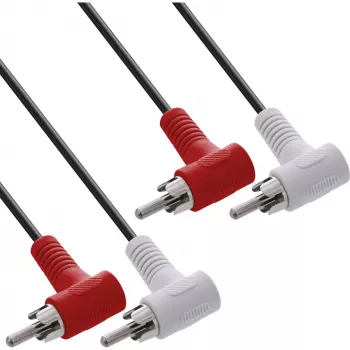 Kabel audio InLine 2x RCA M/M kątowy 1,2 m czarny 89929 Intos