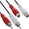 InLine kabel audio 2x RCA męski / żeński 2,5 m, Męski, 2 x RCA, Żeński, 2,5 m, Czarny