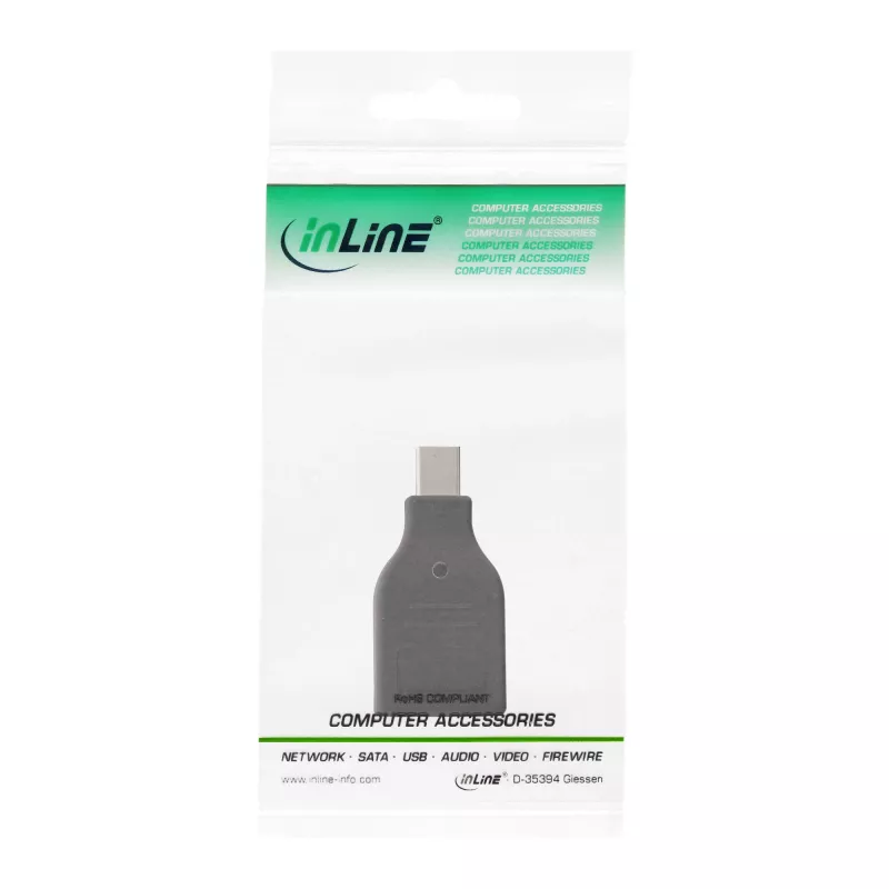 Adapter InLine DisplayPort, mini DisplayPort męski / DisplayPort żeński, 4K/60Hz
