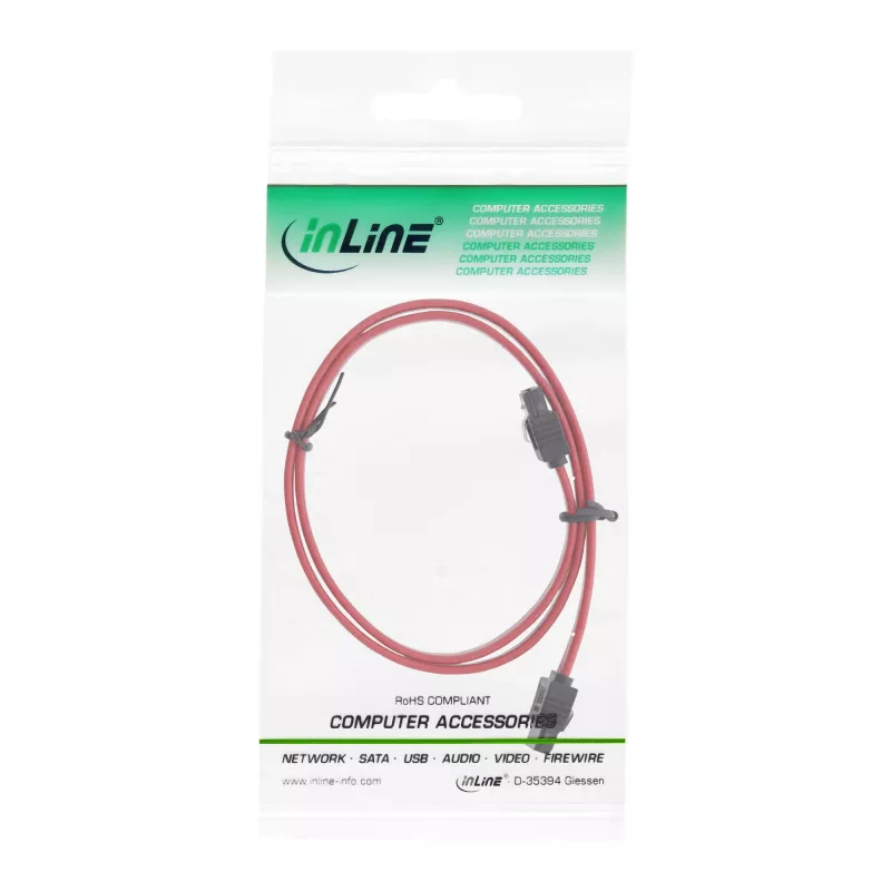 Kabel InLine SATA do łączy 150 / 300 / 600 S-ATA z zatrzaskami 0,5 m