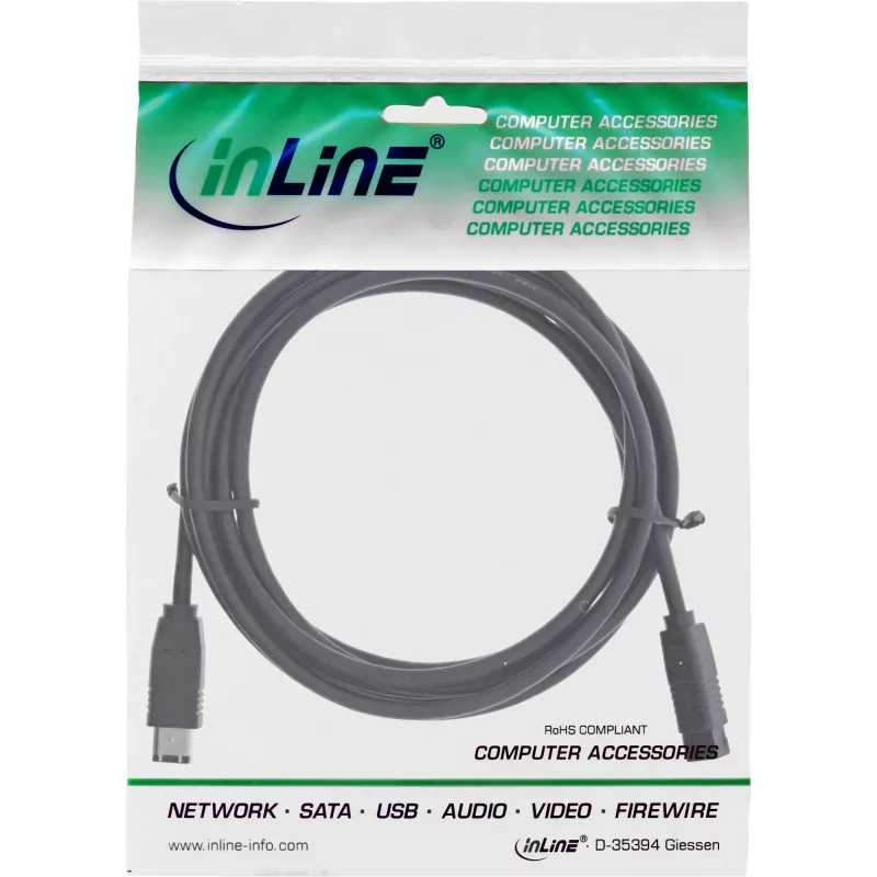 Kabel FireWire 400 na 800 InLine 36901 1 m męski/męski czarny