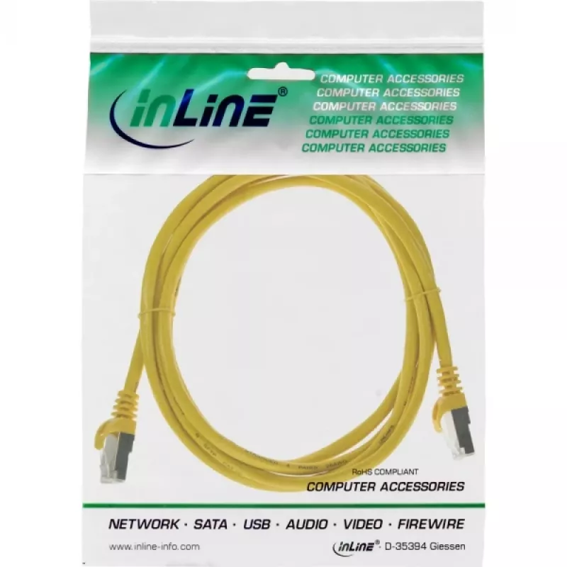 InLine Patch kabel SF/UTP Cat.5e żółty 0,25 m