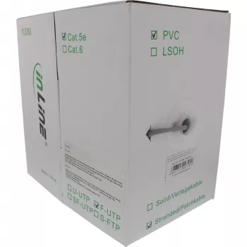 Kabel krosowy InLine F/UTP Kat.5e AWG26 CCA PVC szary 100 m