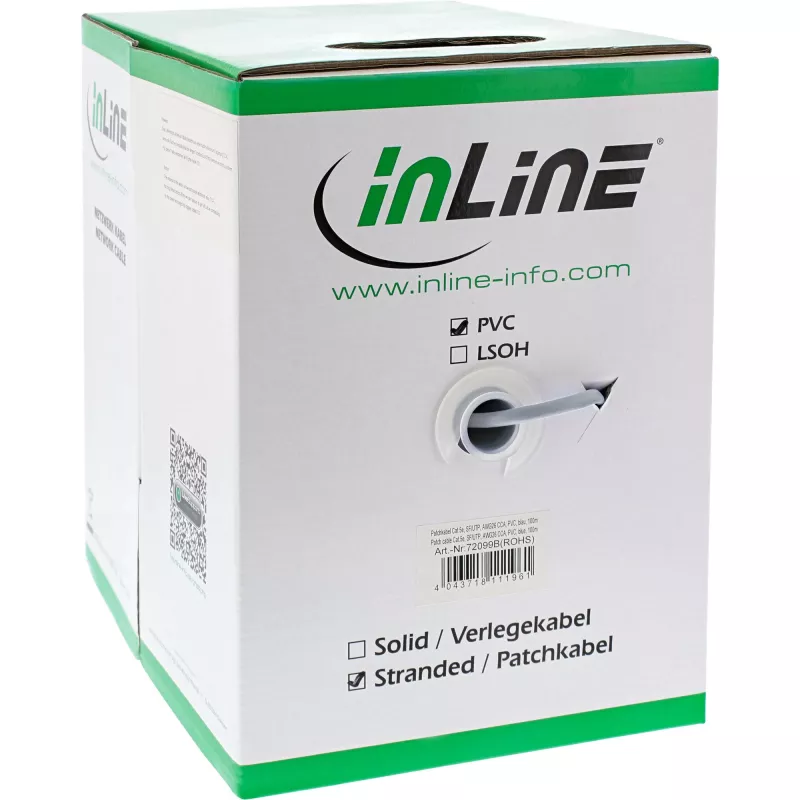 InLine Patch kabel SF/UTP Cat.5e AWG26 CCA PVC szary 100m